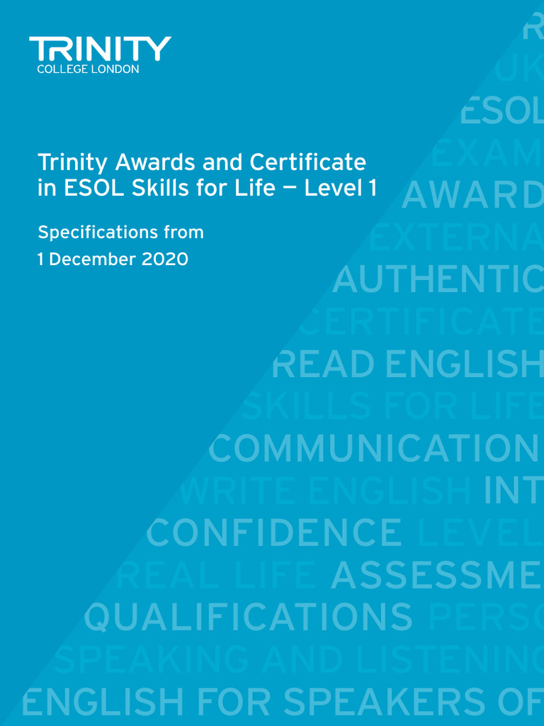 9270 Trinity ESOL Skills For Life Specifications - Level 1 - ONLINE ...