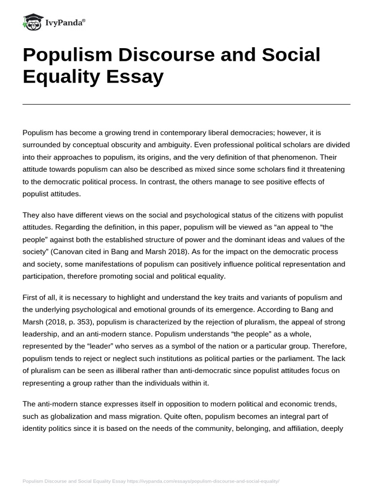 Populism's Role in Social Equality | PDF | Populism | Attitude (Psychology)