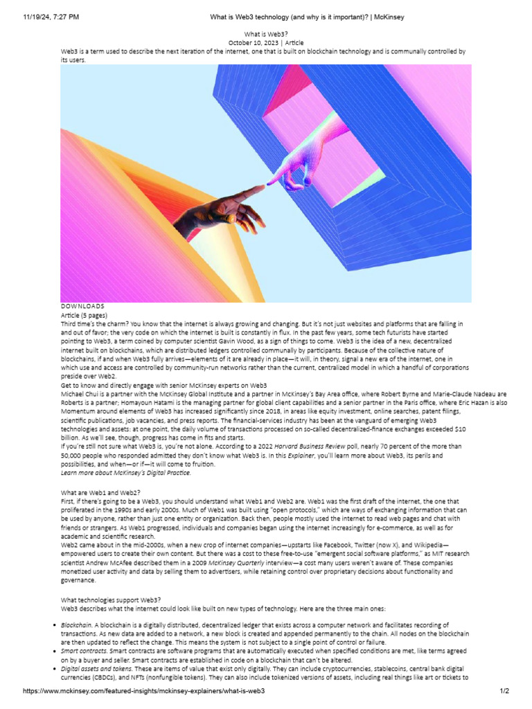 What Is Web3 Technology (And Why Is It Important) - McKinsey | PDF ...