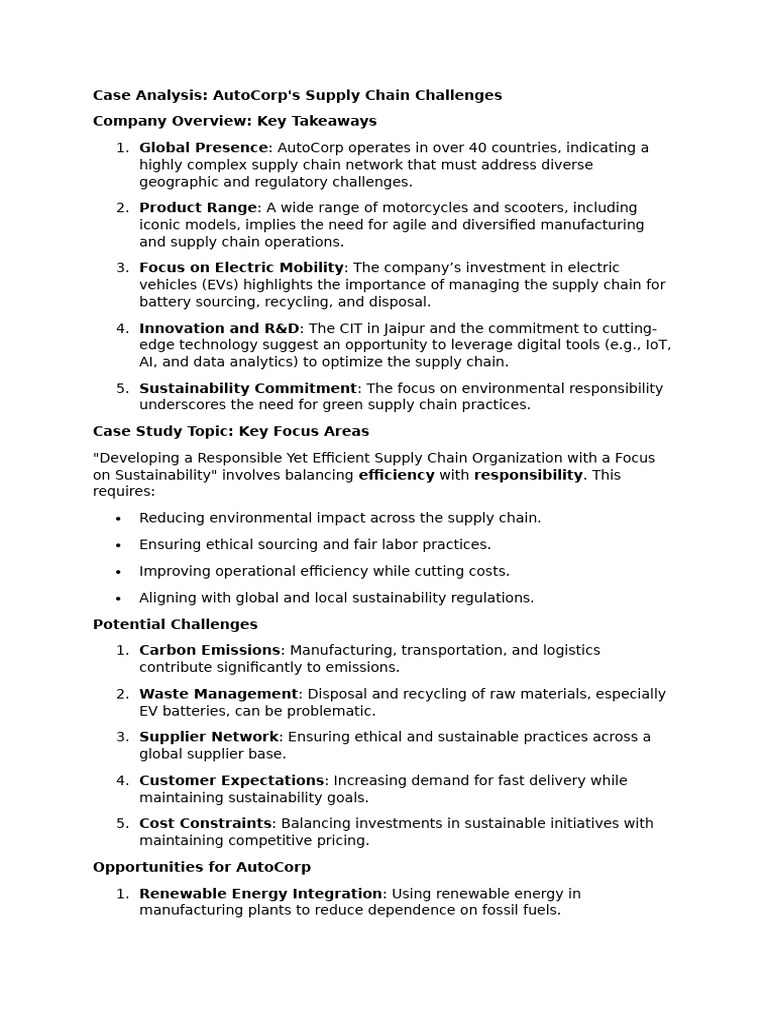 Case Analysis | PDF | Supply Chain | Electric Vehicle