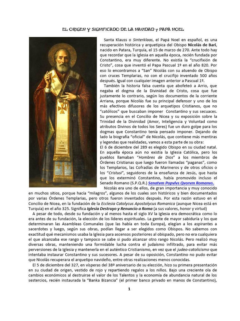 EL ORIGEN Y SIGNIFICADO DE LA NAVIDAD y PAPÁ NOEL | PDF | Constantino ...