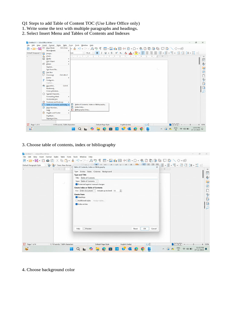 LibreOffice TOC Setup Guide | PDF
