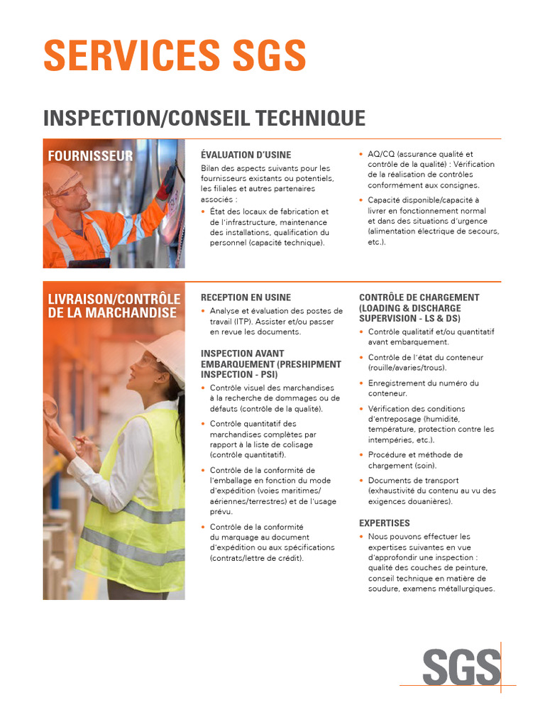 Services de Contrôle et Inspection SGS | PDF | Sécurité