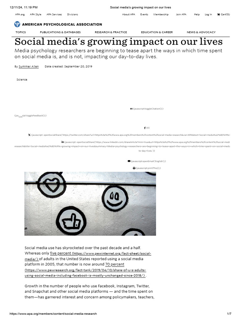 Social Media's Impact on Daily Life | PDF | Adolescence | Social Media