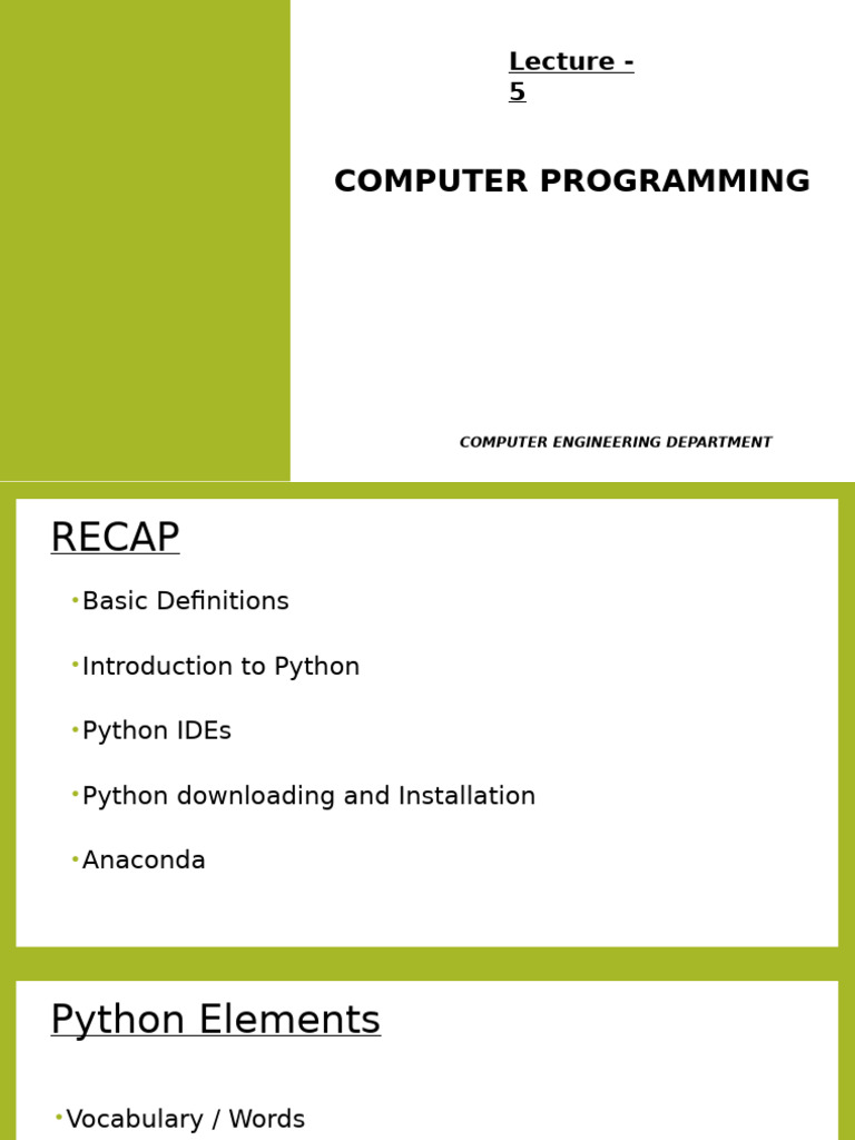 Lecture - 5-1 | PDF | Python (Programming Language) | Variable ...