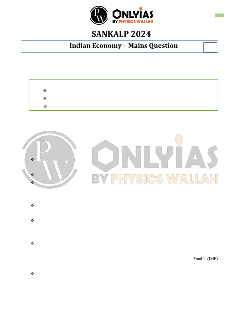 Indian Economy 02 - Mains Question - UPSC Sankalp Hinglish | PDF ...