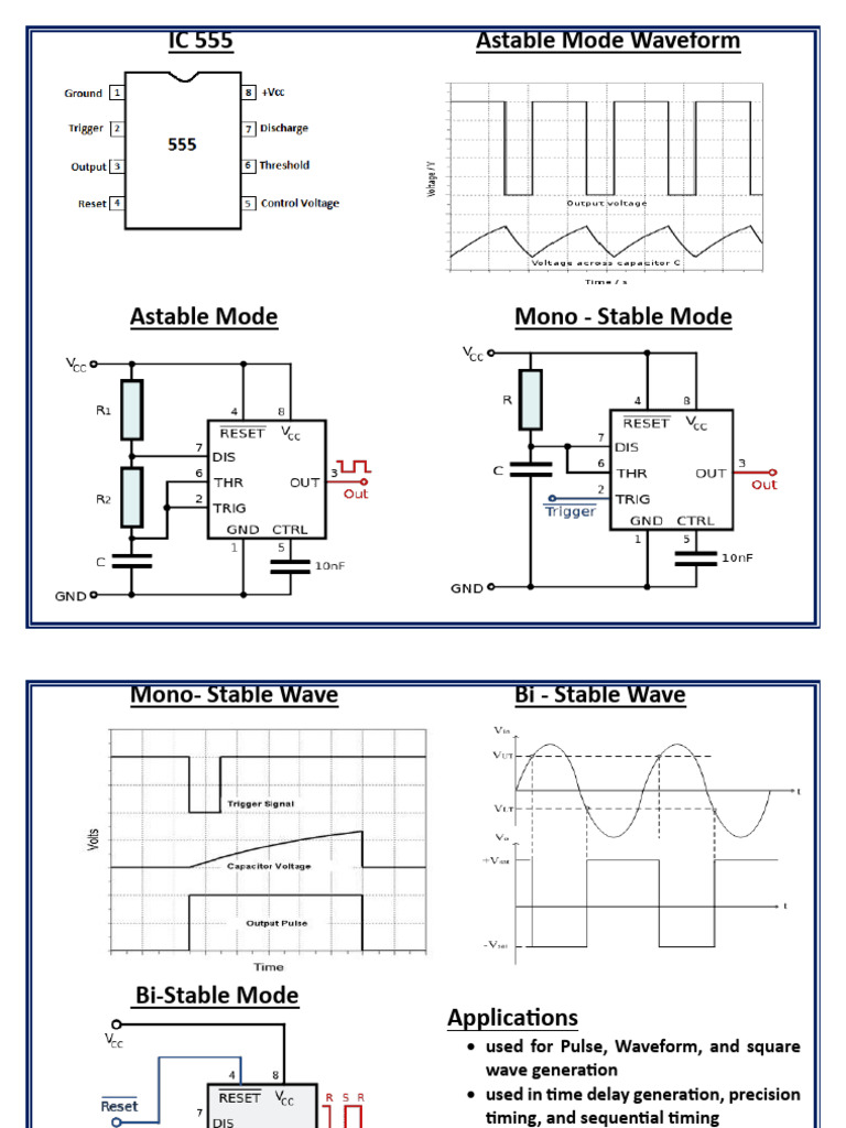 IC 555 Timer Modes and Applications | PDF