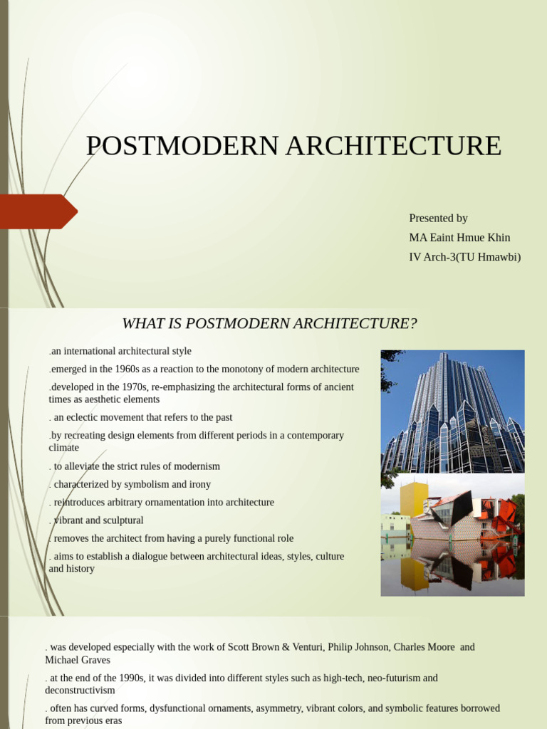 Overview of Postmodern Architecture | PDF | Architectural Design ...