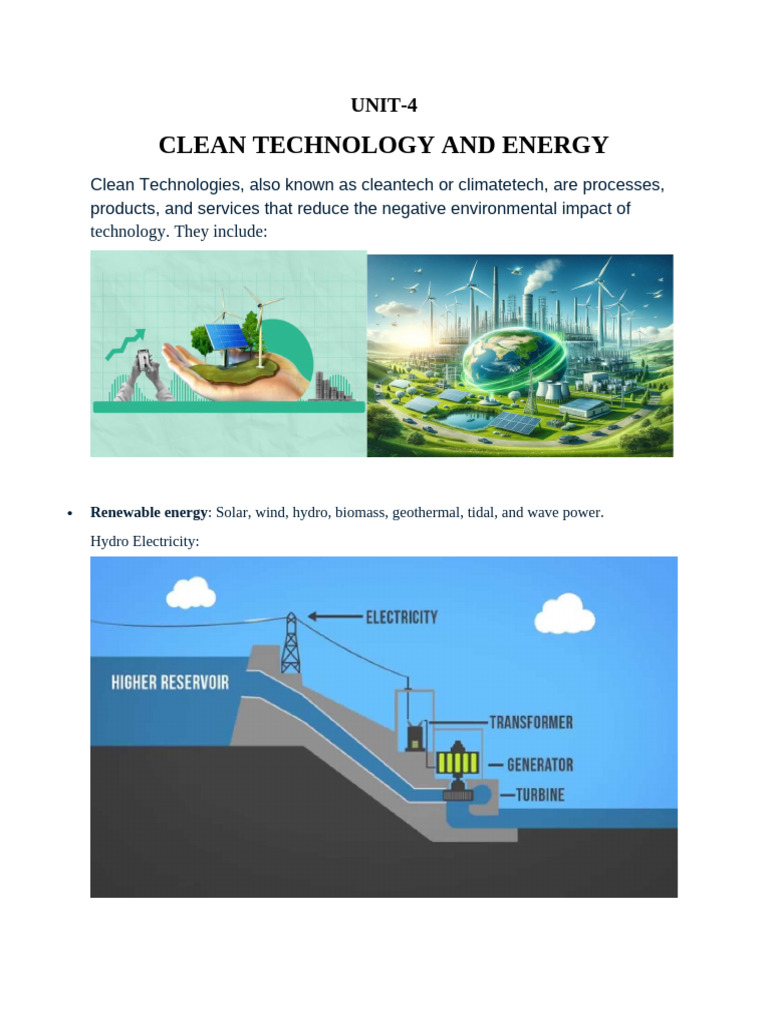 Clean Technologies and Renewable Energy | PDF | Renewable Energy ...