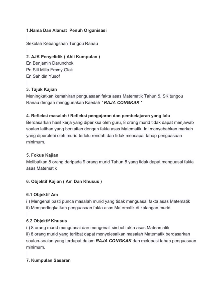 Contoh Kajian Tindakan Pdf