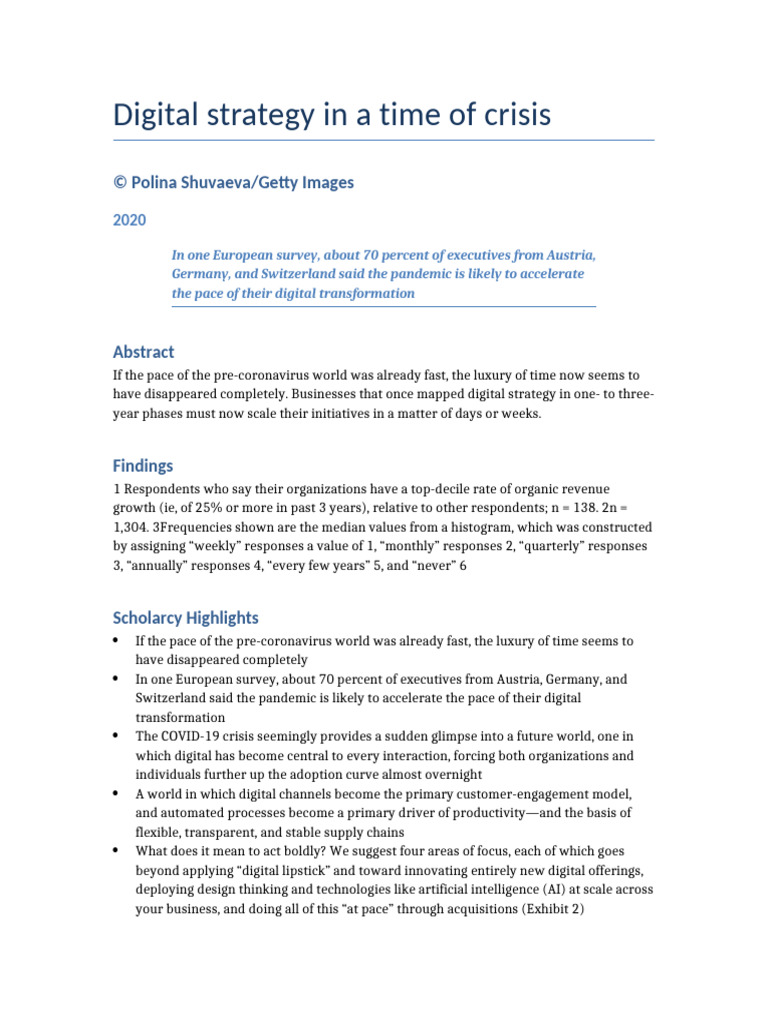 Digital Strategy in A Time of Crisis | PDF | Artificial Intelligence ...