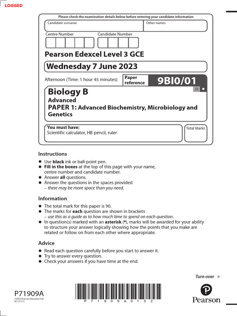 Edexcel A Level Biology Paper 1 2023 | PDF | Tissue (Biology ...