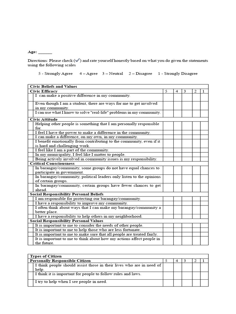 Civic Education Questionnaire PR 2 | PDF | Crimes | Crime & Violence