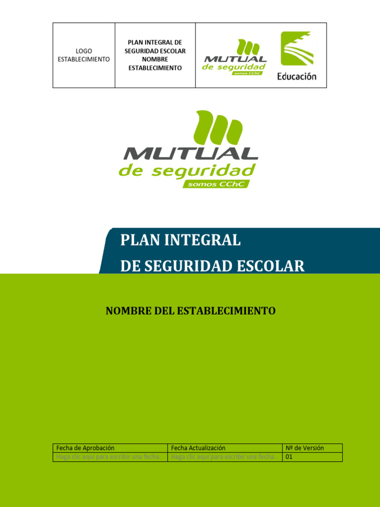 Plan Integral de Seguridad Escolar | PDF | Valores | Evaluación
