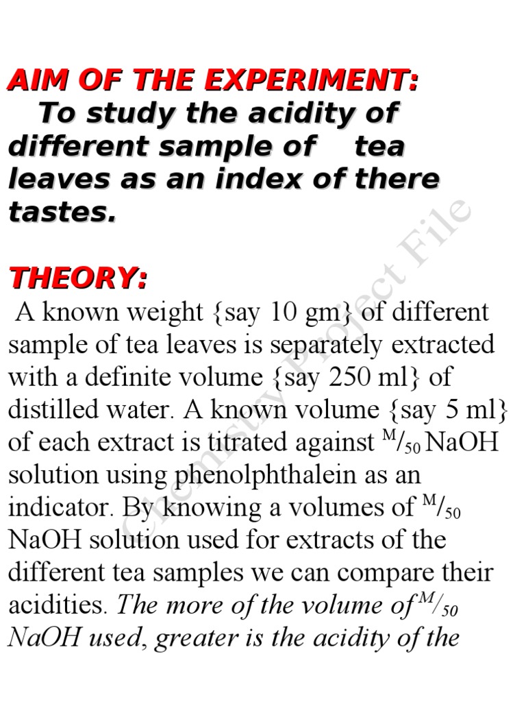 Aim of the Experiment Titration Analytical Chemistry