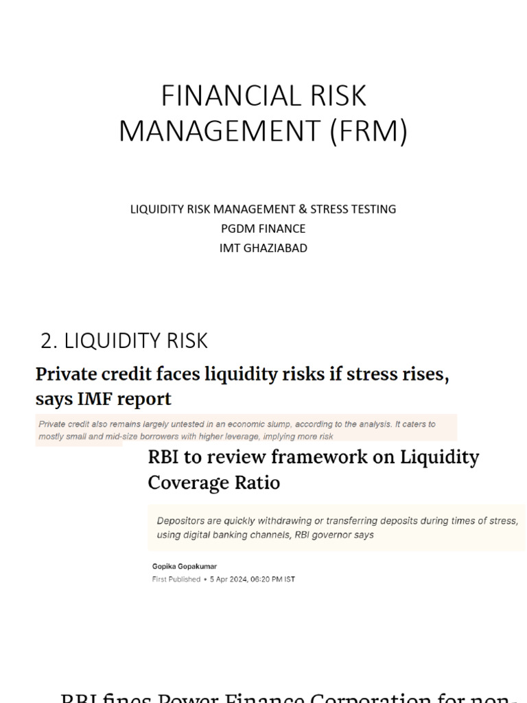 Liquidity Risk Management Overview | PDF | Market Liquidity | Liquidity ...