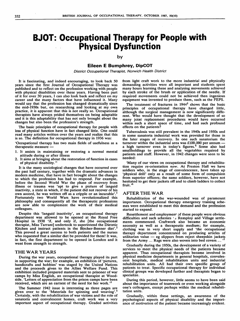 BJOT: Occupational Therapy For People With Physical Dysfunction | PDF ...