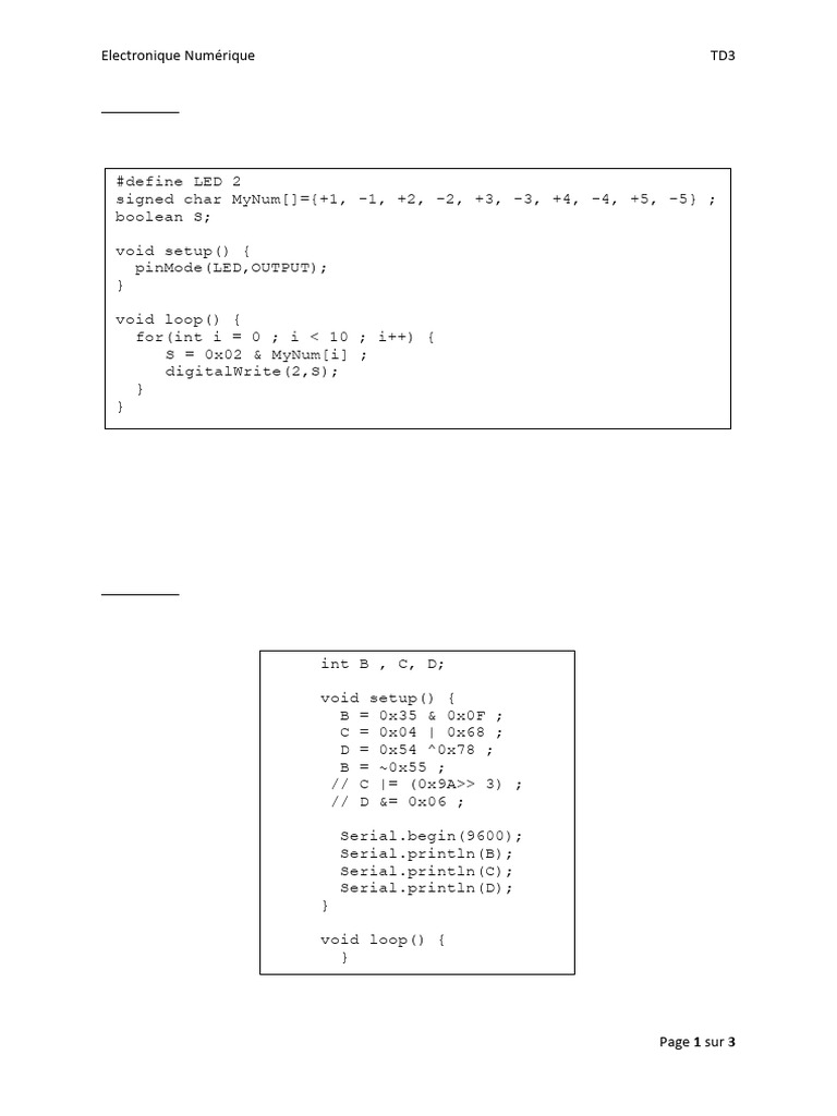 Exercice de Programmation en Électronique | PDF