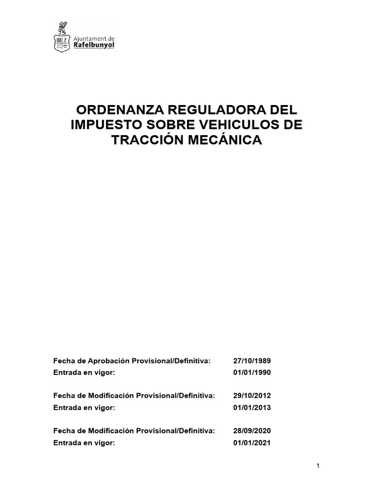 Ordenanza Ivtm | PDF | Impuestos | Placa de matrícula del vehículo