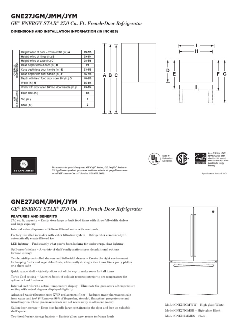 GE Fridge Info | PDF | Refrigerator | Door