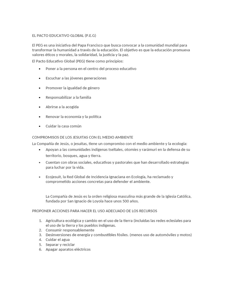 El Pacto Educativo Global | PDF