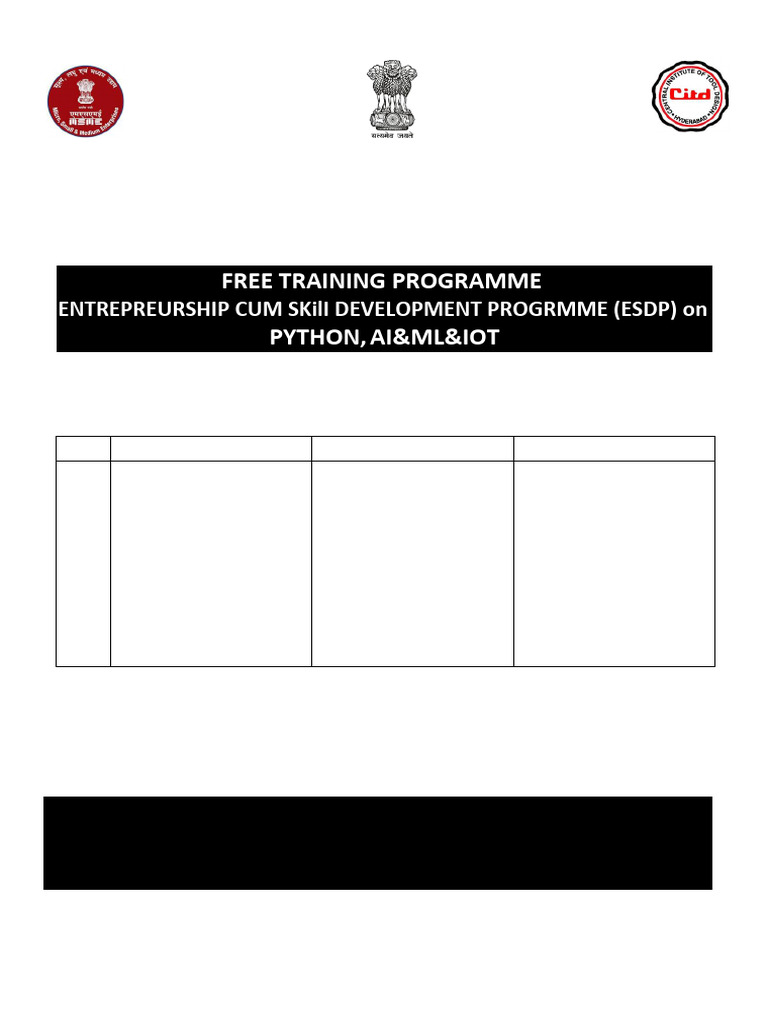 FREE TRAINING PROGRAMME MSME GUINDY CHENNAI PDF