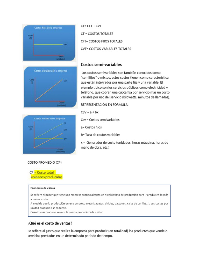 Calculo, Costos e Ingresos (Variables y Fijos) | PDF | Contabilidad ...