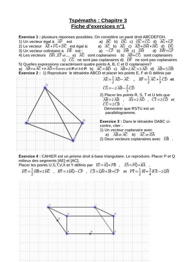 Vecteurs coplanaires en géométrie 3D PDF Géométrie euclidienne — free download