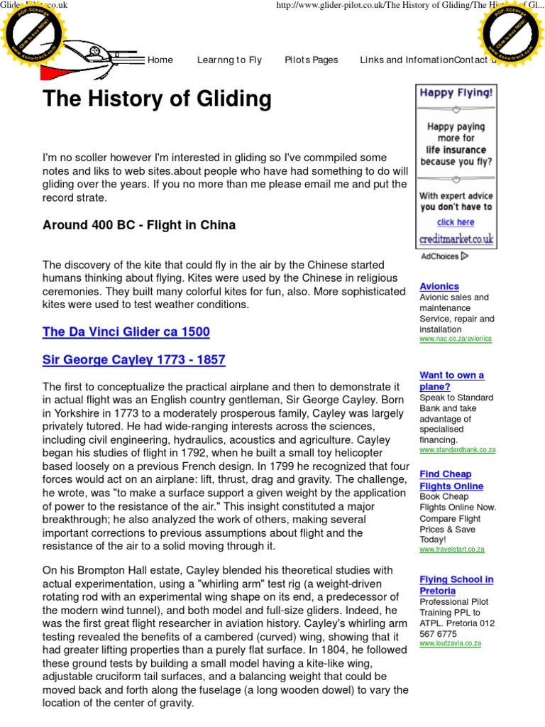 History of Gliding | PDF | Gliding | Glider (Sailplane)