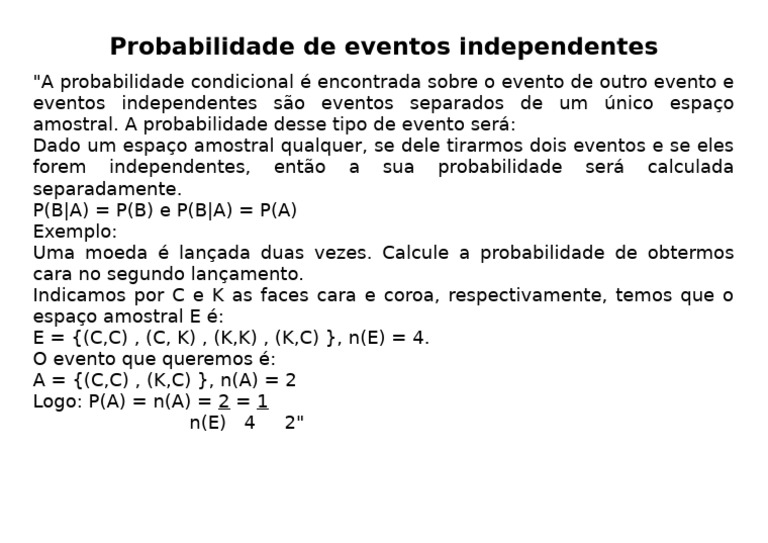 Probabilidade de Eventos Independentes | PDF