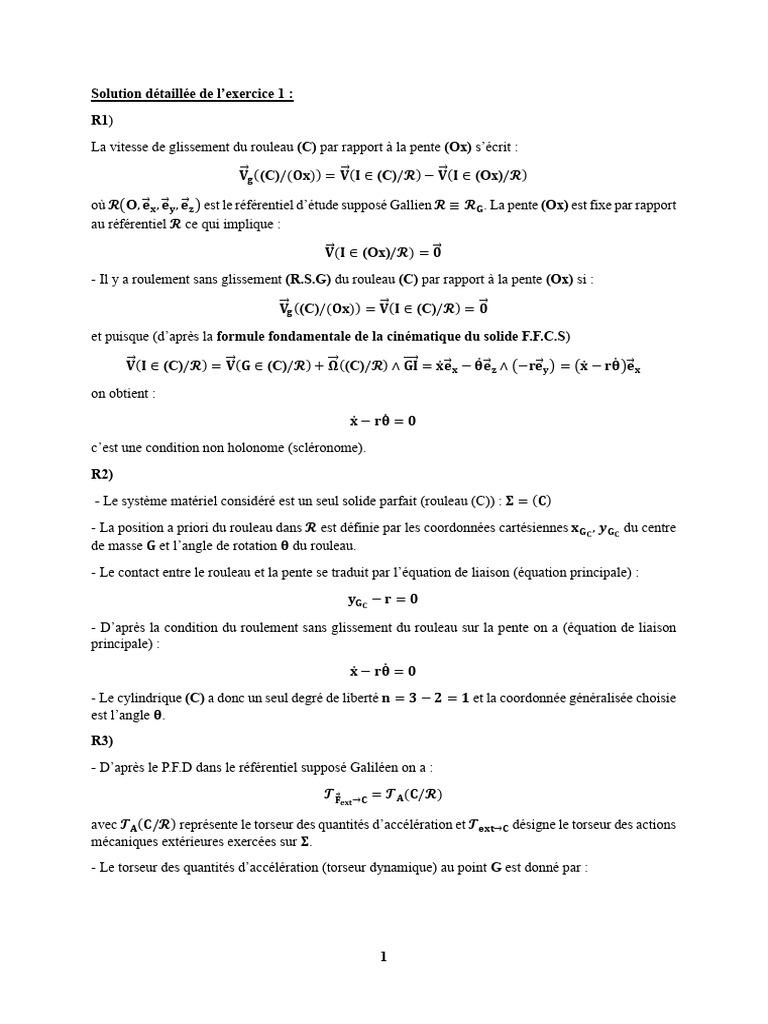 Roulement sans glissement du rouleau PDF Accélération Ingénierie — free download
