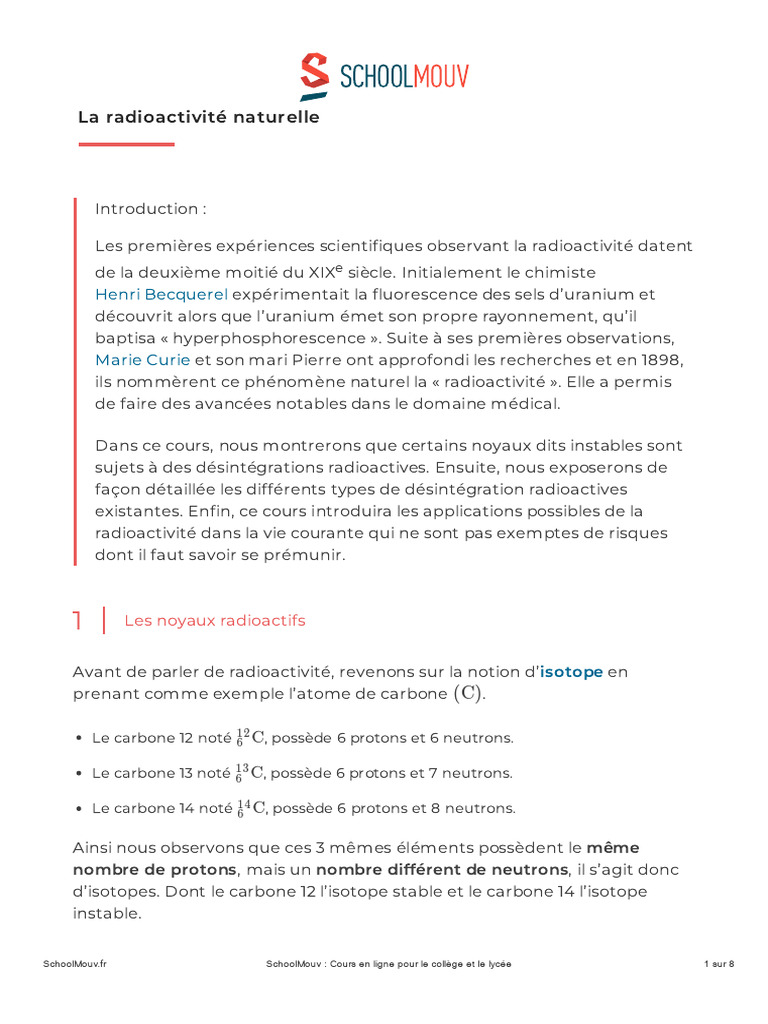 Comprendre la radioactivité et ses applications | PDF | Noyau atomique ...