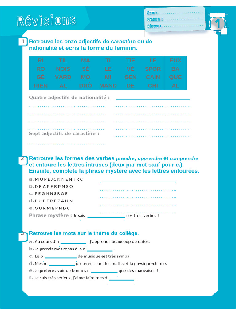 Test Adosphere 2 : Exercices et Solutions | PDF
