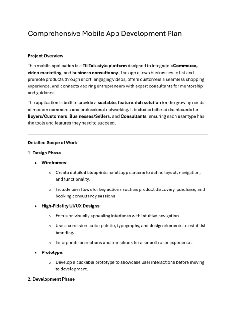 Mobile App Brief and Plan | PDF | Mobile App | Point Of Sale