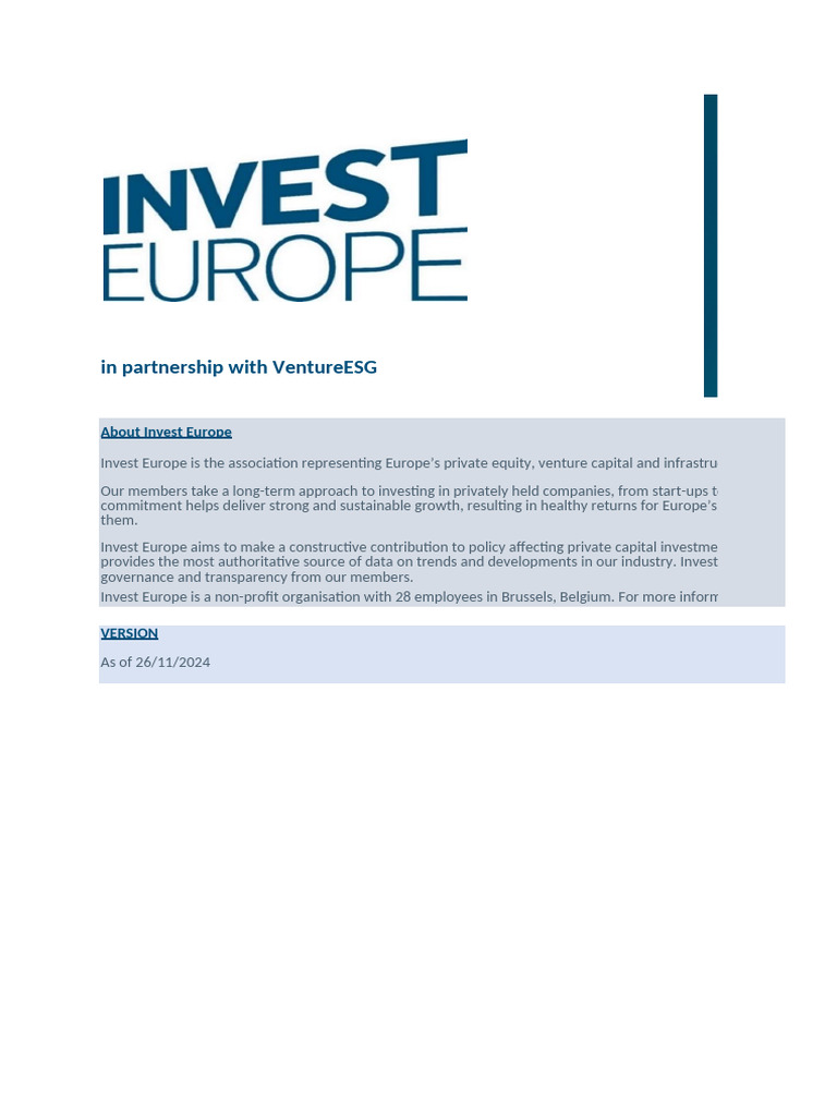 Invest Europe Esg Reporting Template 2024 Final 2 | PDF | Energy ...