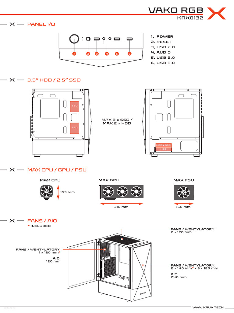 Krx0132 Krux Vako RGB Case Manual WWW 1 | PDF