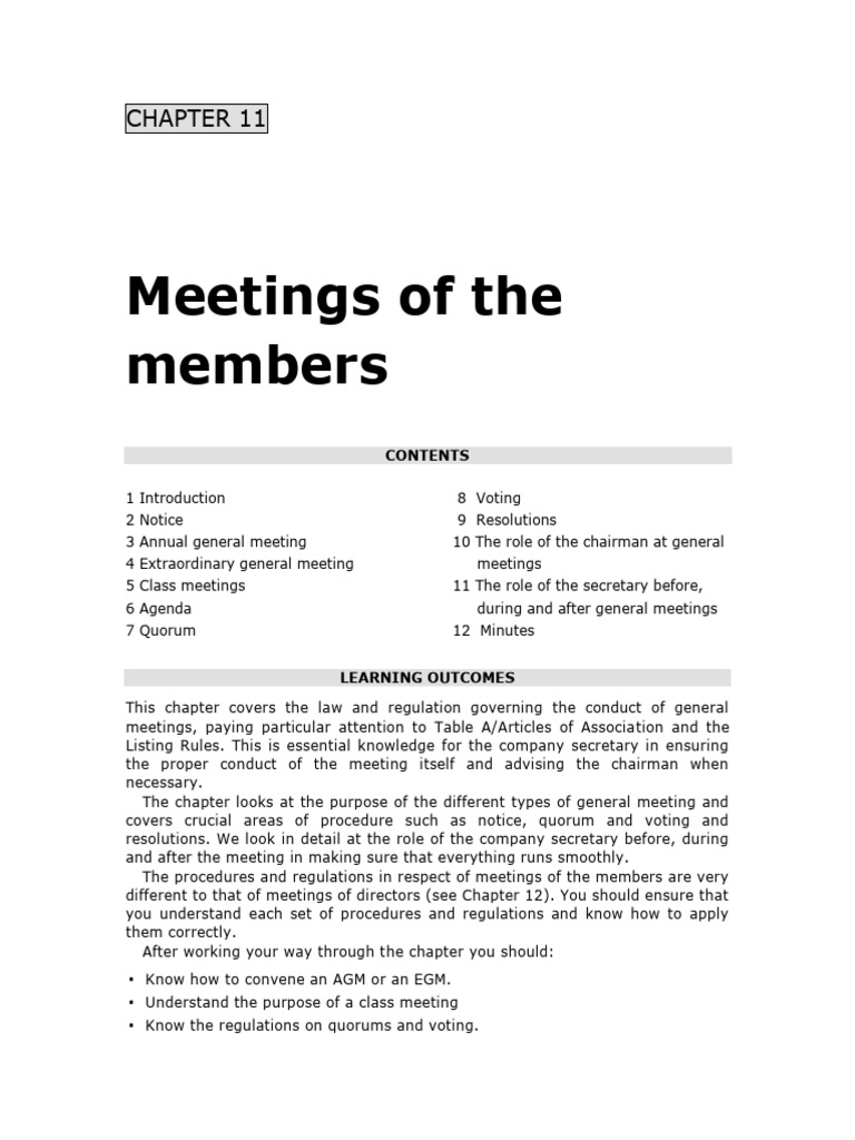 General Meetings: Rules & Roles | PDF | Quorum | Proxy Voting