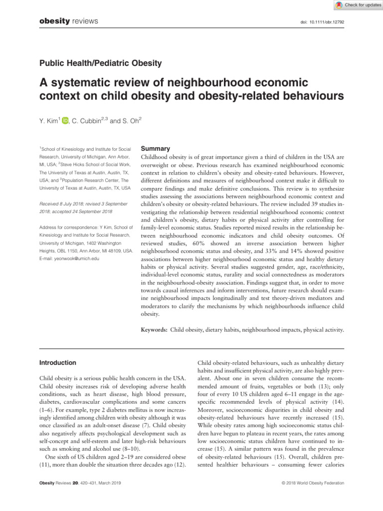Obesity Reviews - 2018 - Kim - A Systematic Review of Neighbourhood ...