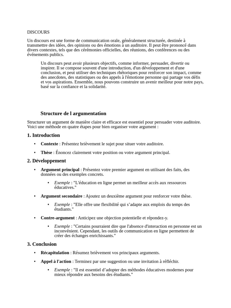 Guide de rédaction d'un discours efficace | PDF