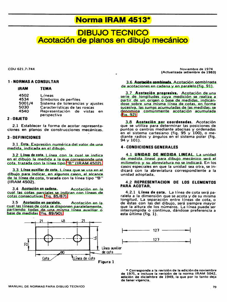 Acotación en Dibujo Técnico IRAM 4513 | PDF