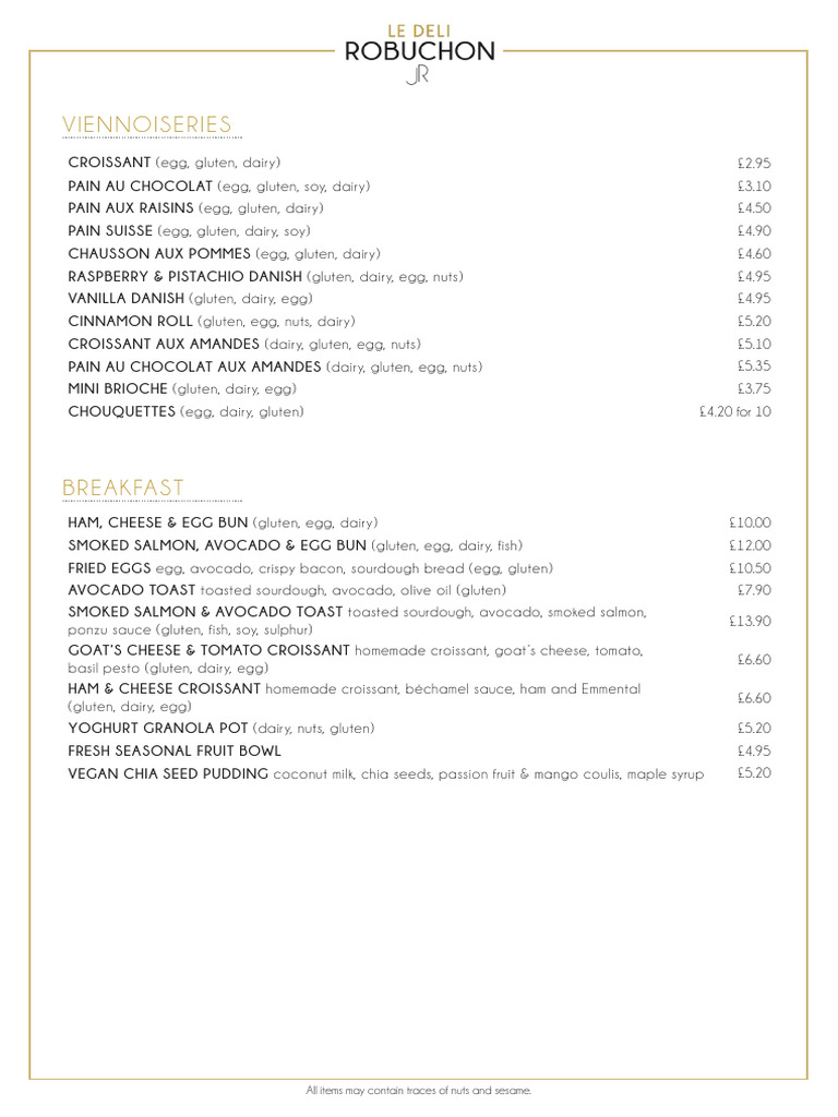 Bakery Menu: Pastries, Breakfast & Deli | PDF | Salad | Breads