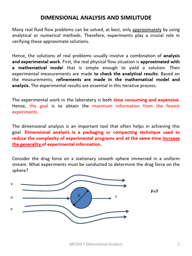 ZME304 7 Dimensional Analysis | PDF | Reynolds Number | Drag (Physics)