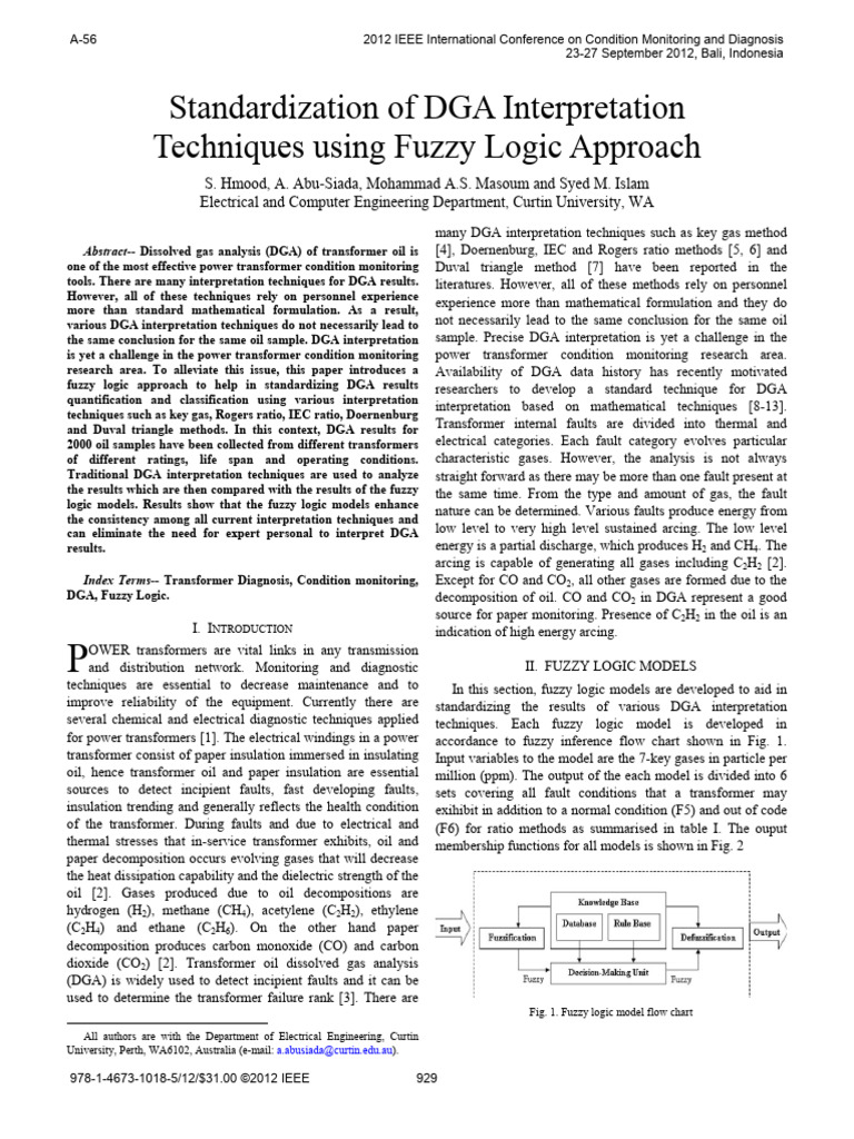 6 Standardization of DGA Interpretation Techniques Using Fuzzy Logic ...