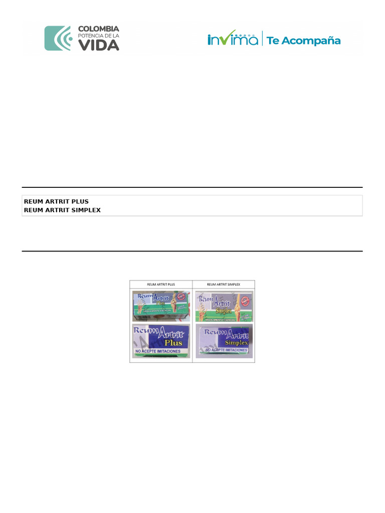 Alerta sobre REUM ARTRIT fraudulento | PDF | Medicamentos con receta ...