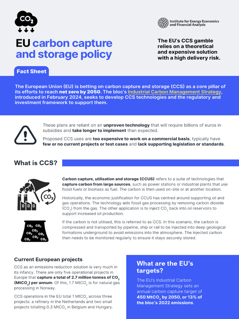 CCS EUro (E Carbon Captures & Storage Policy Nov | PDF | Carbon Capture ...