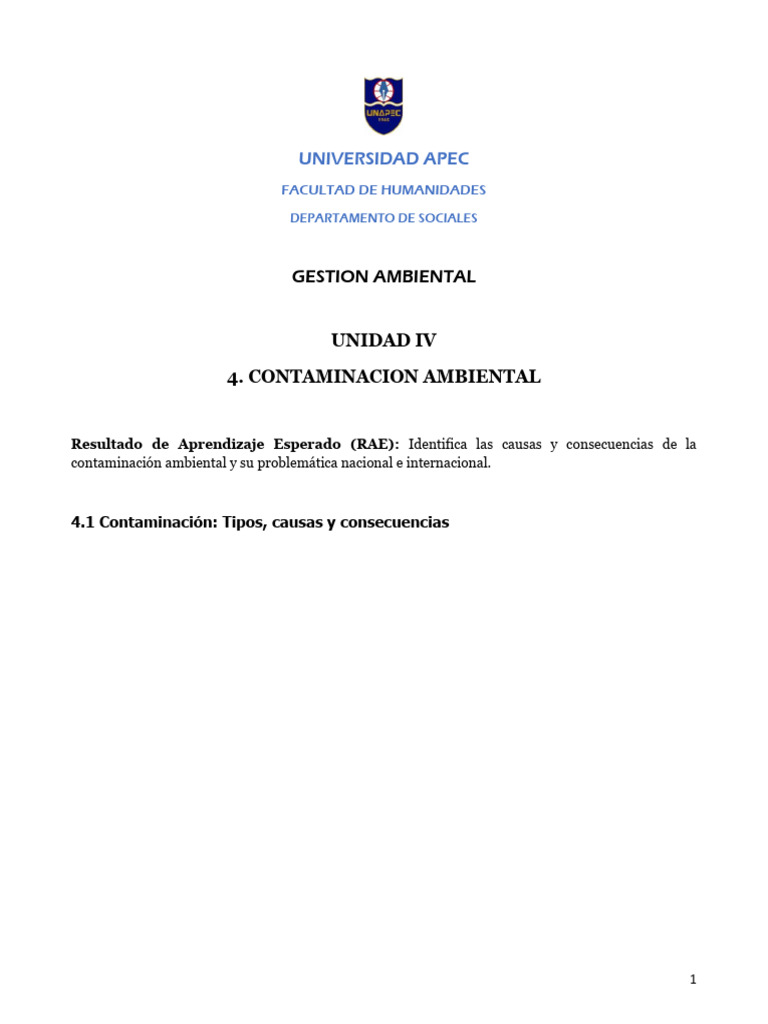 Unidad+IV+%28contaminacion+Ambiental%29+g.a. | PDF | Contaminación ...