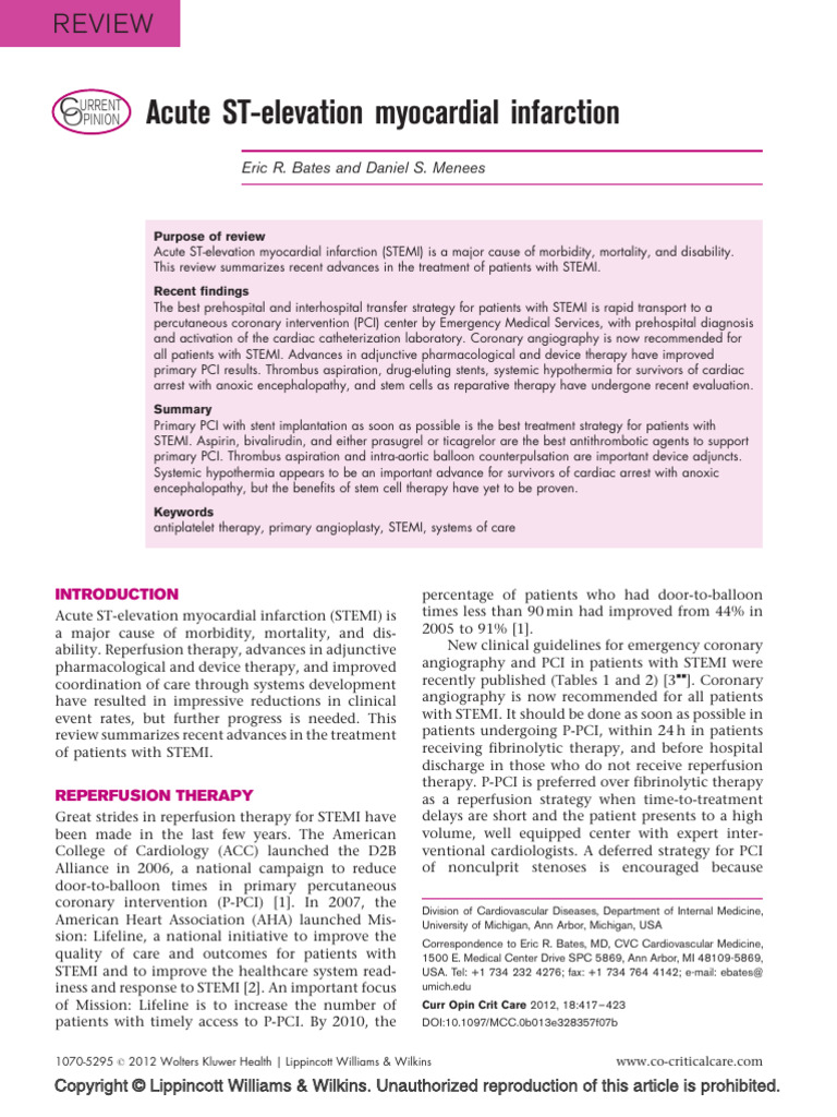 Acute Stemi | PDF | Percutaneous Coronary Intervention | Myocardial ...
