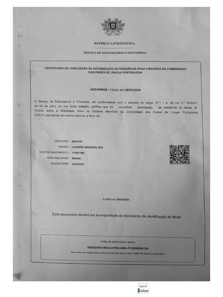 Autorização de Residência CPLP - 240902 - 184555 | PDF
