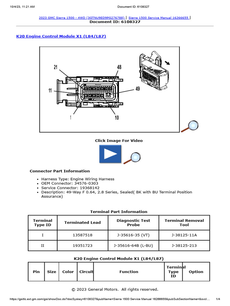 Sierra 1500 Engine Control Module Info | PDF | Relay | Throttle