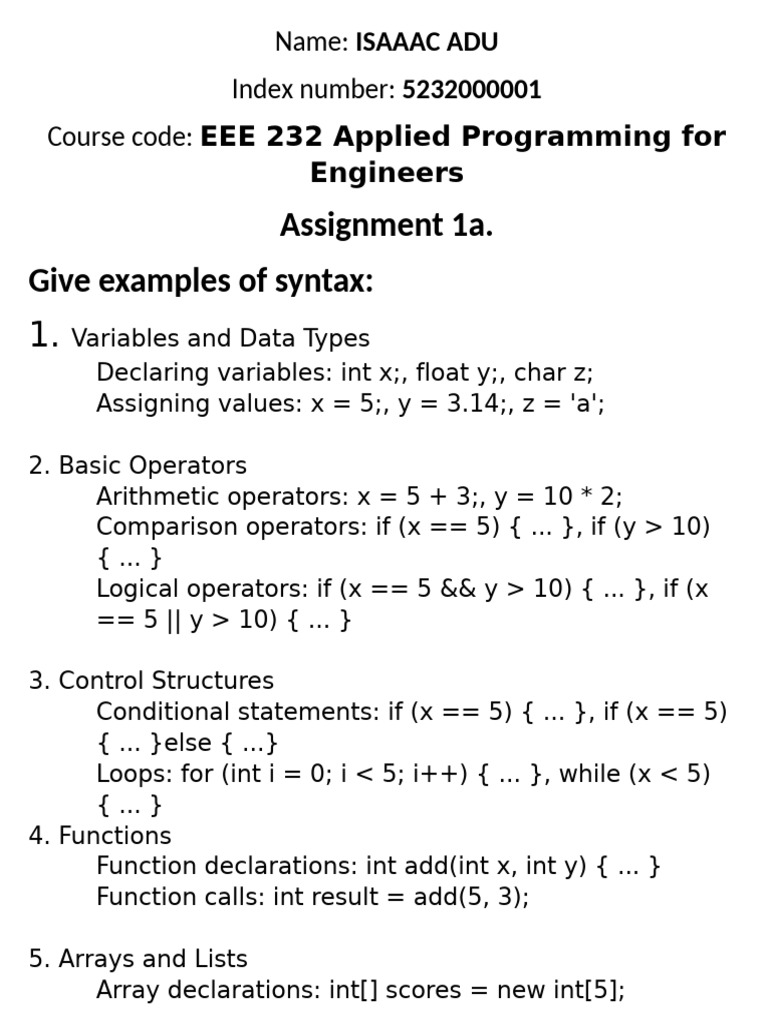 EEE 232 Programming Assignment Guide | PDF